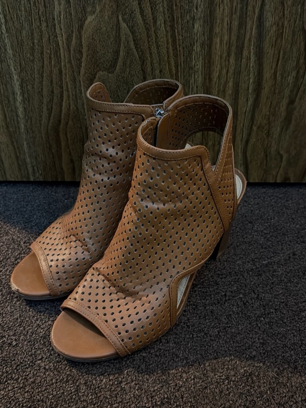 Circus by Sam Edelman Perforated Tan Open-Toe Heeled Sandals